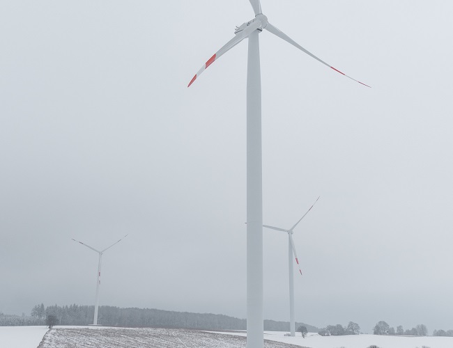 Wind farm in snow