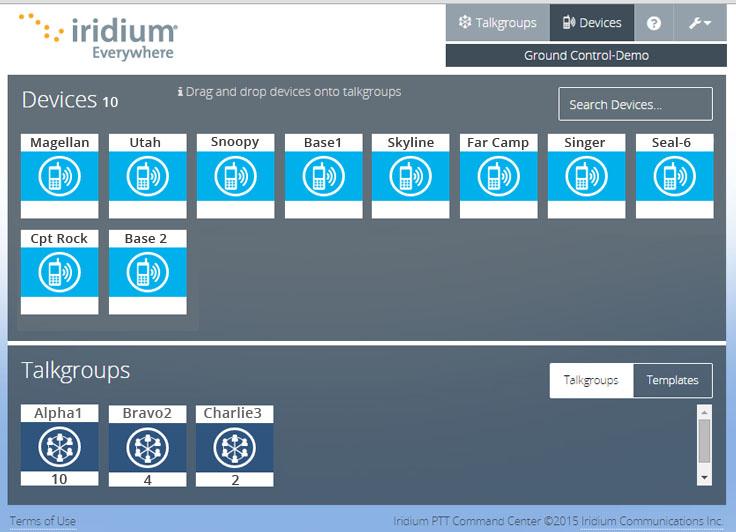 Iridium PTT Command Center - Portal Demo