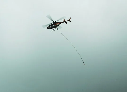 Rescue helicopter in air