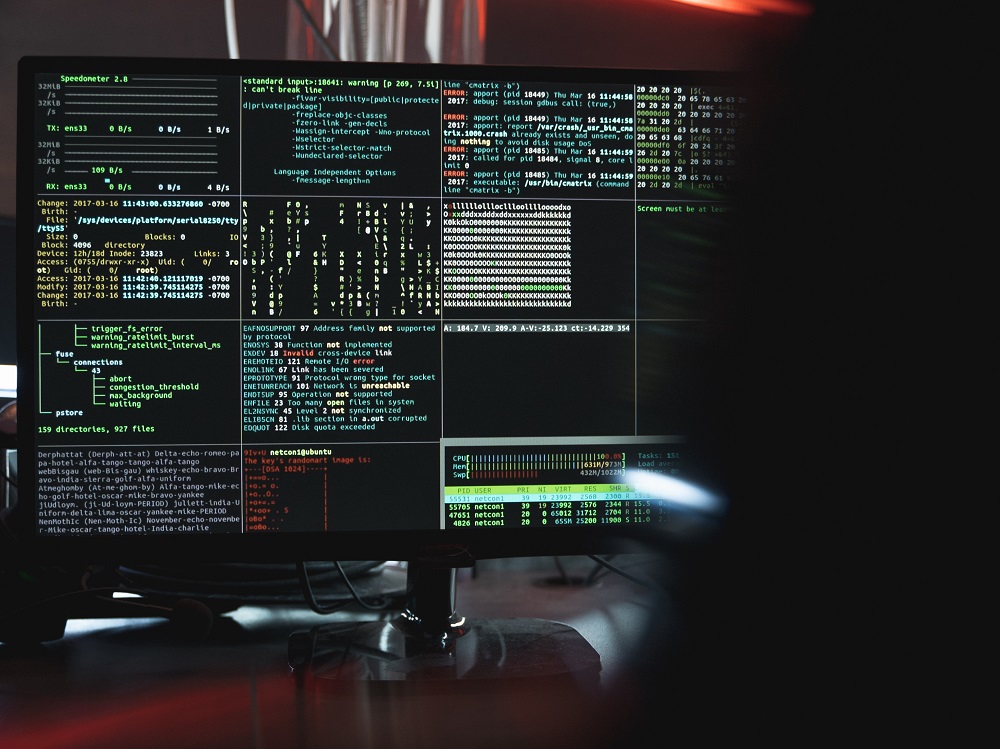 Close-Up View of System Hacking in a Monitor