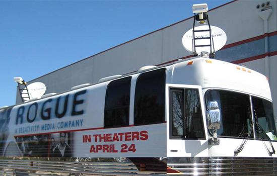 rogue pictures bus with satellite dishes