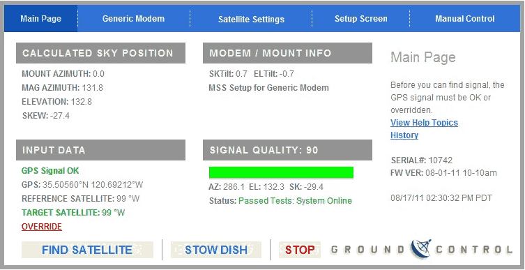 TS2 controller web interface