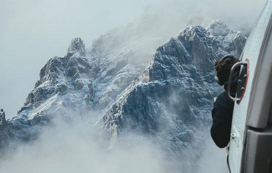 helicopter in mountains