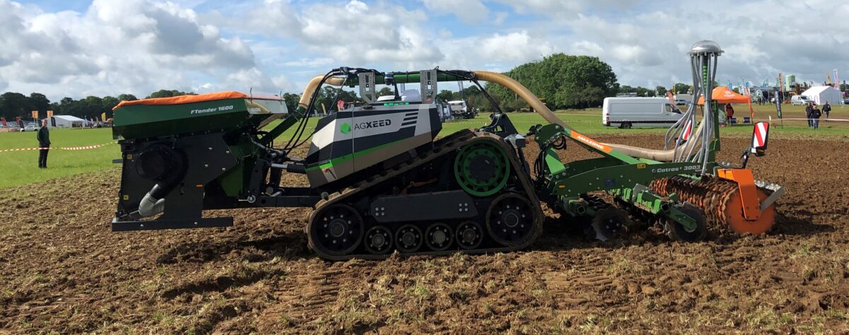 Photo of autonomous tractor in field