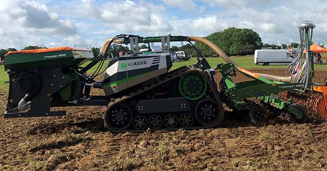 autonomous tractor in field