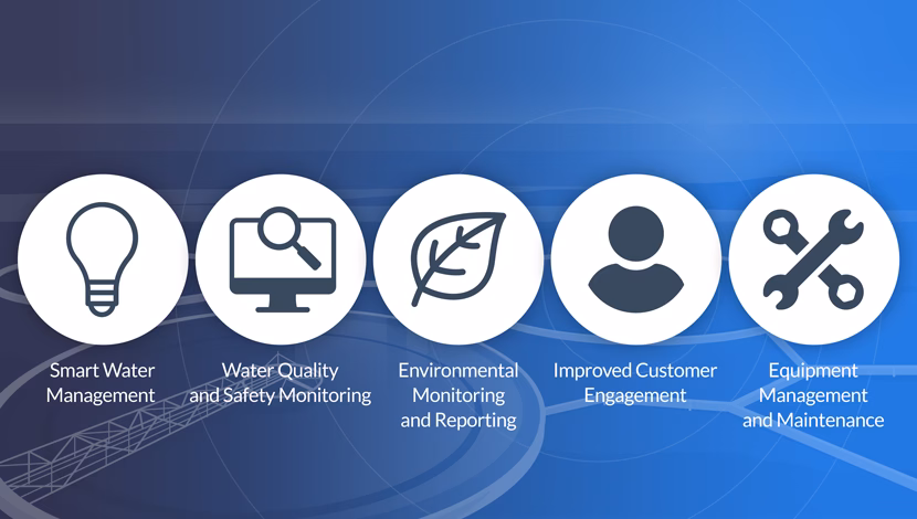 The 5 key areas massive IoT can help water companies: Smart water management, Water quality and safety, monitoring, Environmental monitoring and reporting, Improved customer engagement, Equipment management and maintenance