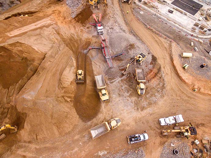 Multiple machines on construction site