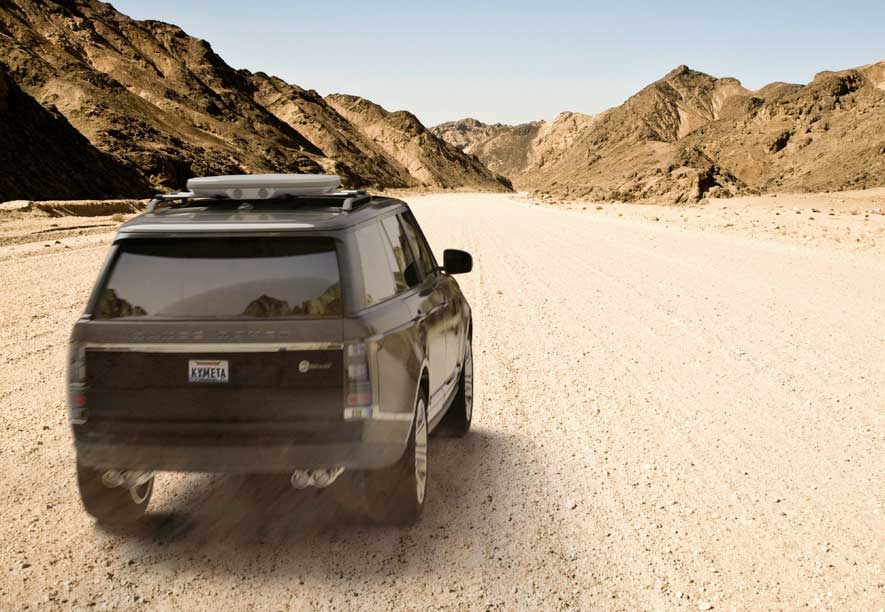 Kymeta on range rover in desert