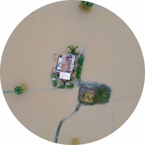 Drone footage of flood