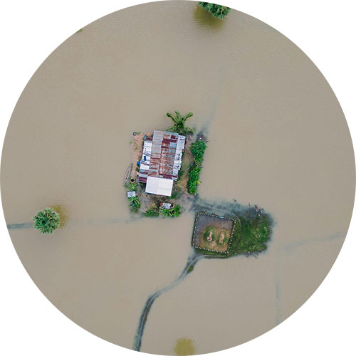 Drone footage of flood