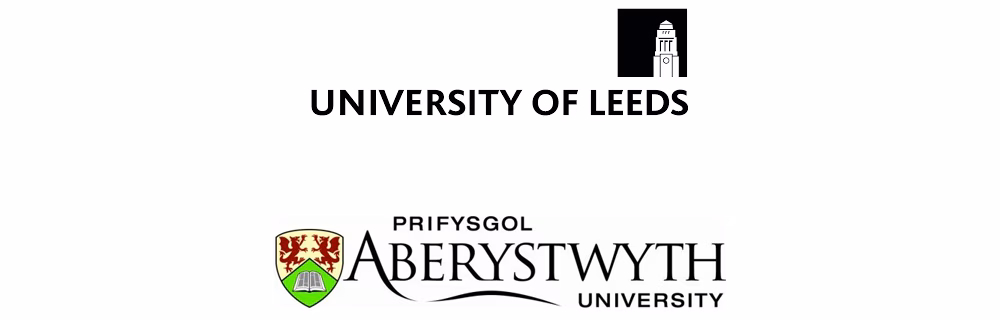 Logos of University of Leeds and Aberystwyth