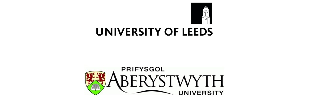 Logos of University of Leeds and Aberystwyth
