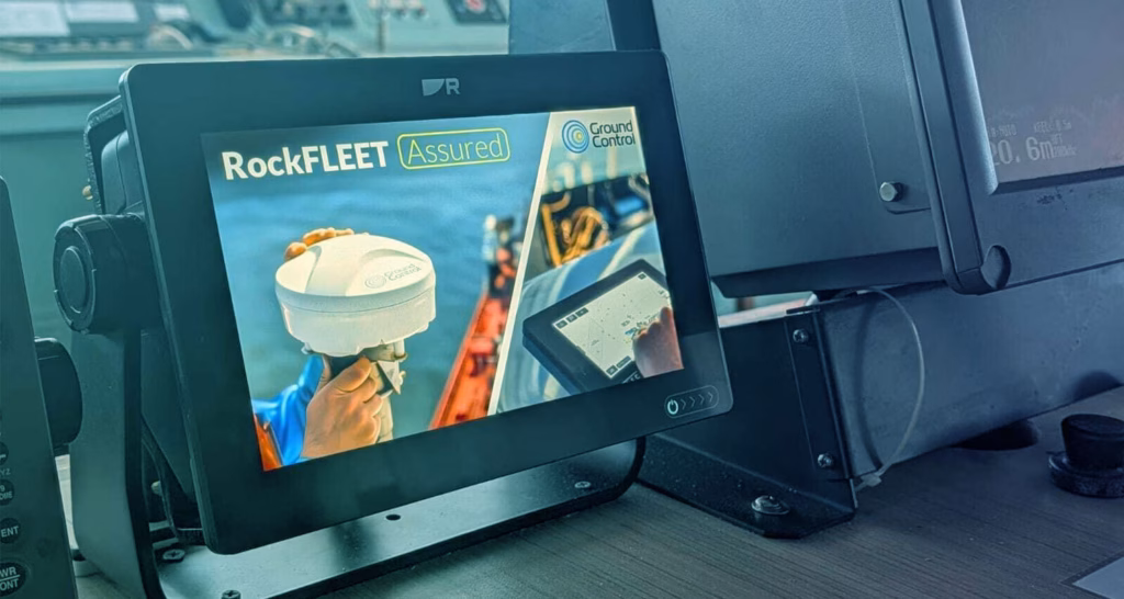 RockFLEET Assured chartplotter on ship bridge