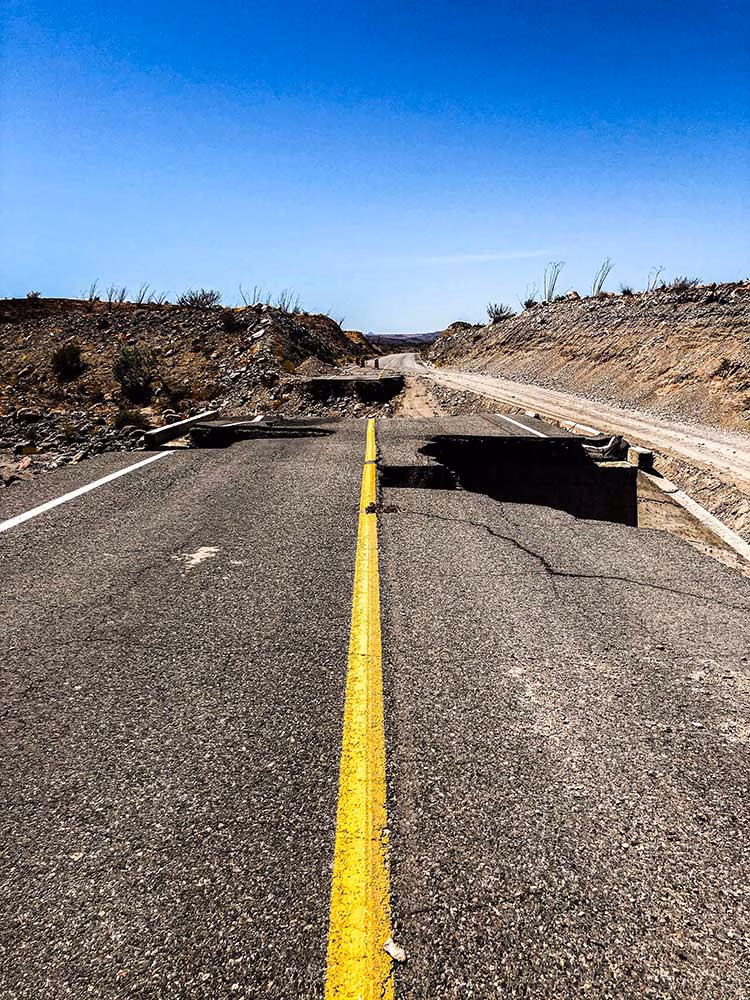 Damaged road surface