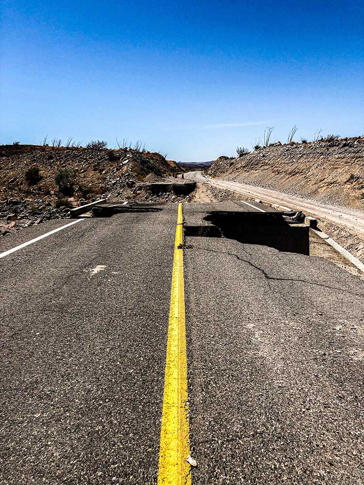 Damaged road surface