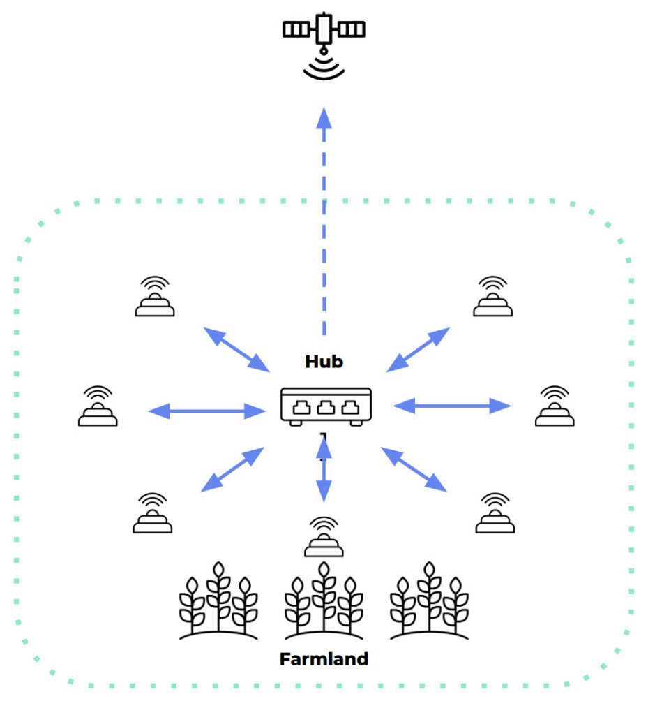 Diagram showing locally networked sensors