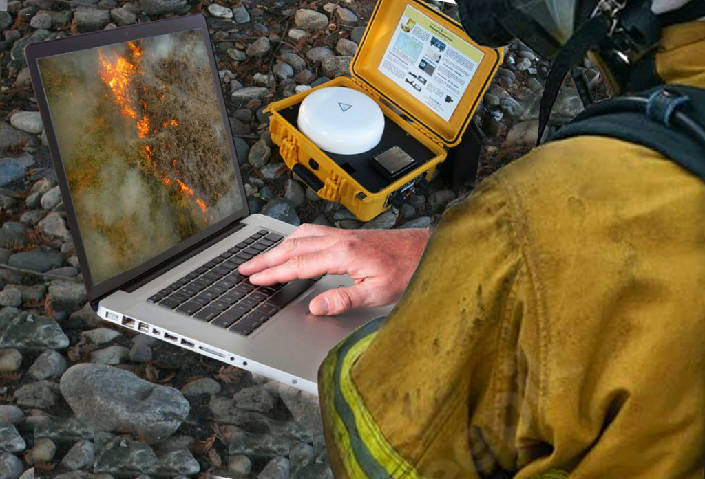 Firefighter using BGAN / Viasat GoAnywhere Pro Terminal