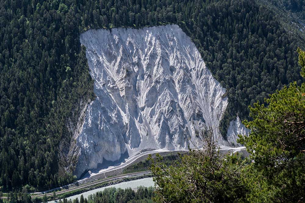 Landslide in woods over road