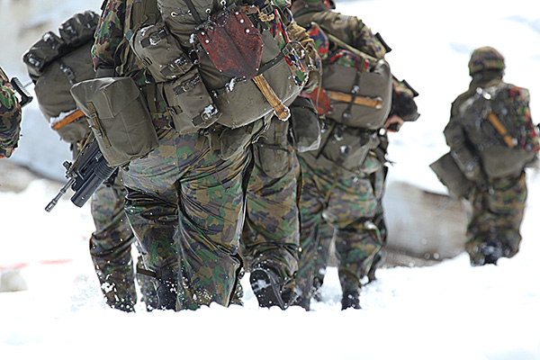 Military personnel snowy conditions