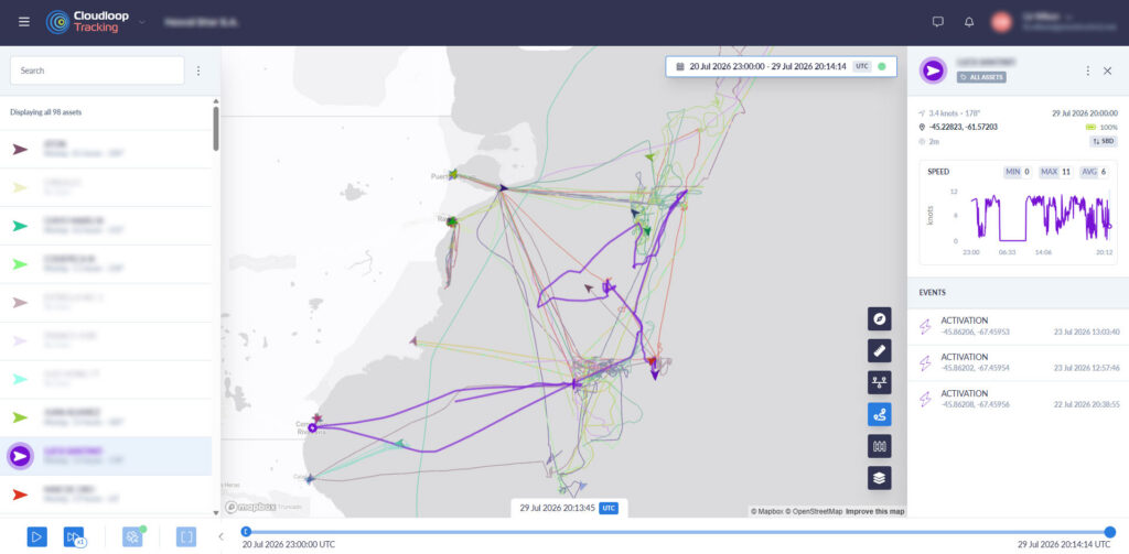 Screenshot of Cloudloop Tracking for Maritime