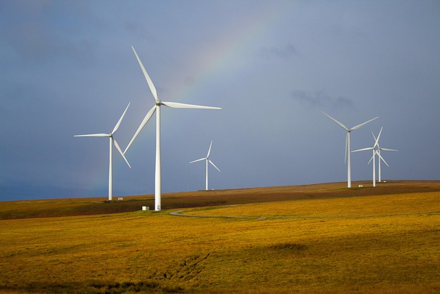 Wind turbines and rainbow
