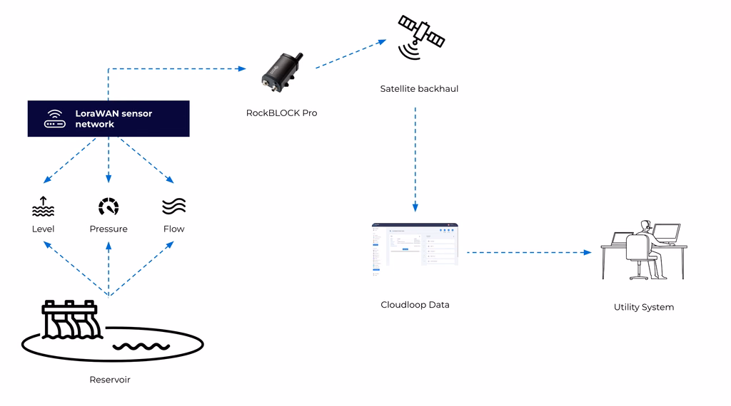 Satellite monitoring of a remote reservoir