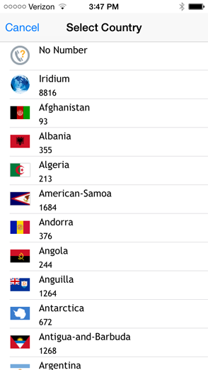 Iridium Go App - Select Country